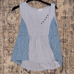 POL Light Blue Tank Top with Button Detail